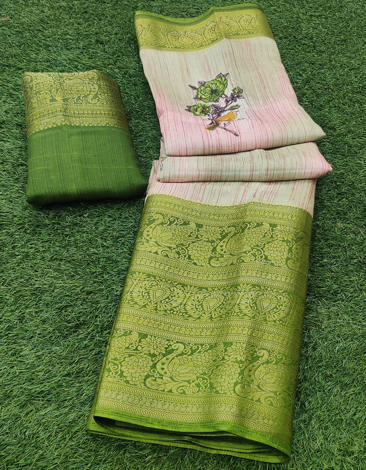 Fancy Fabrics With Big Jacquard Border With Amazing Print Saree Collection