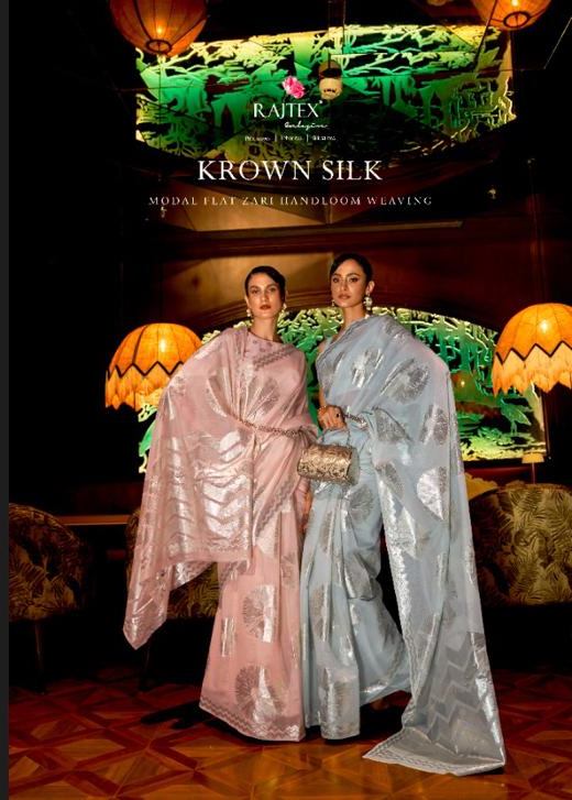 Rajtex Krown Silk With Golden Zari Handloom Silk Saree Collection