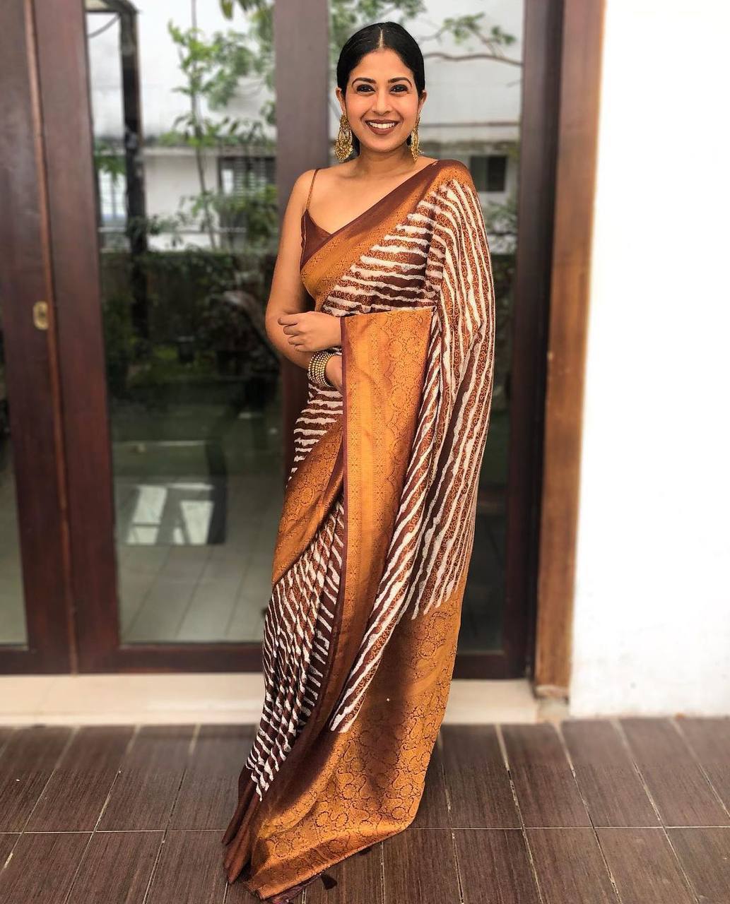 Lace border Silk Saree in Coffee with Blouse - SR22033