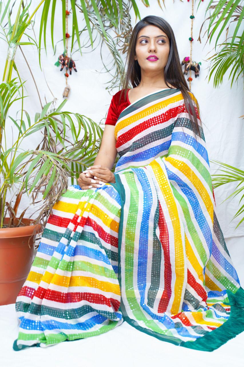 Georgette Multicolor Saree for Women | Party Wear Saree