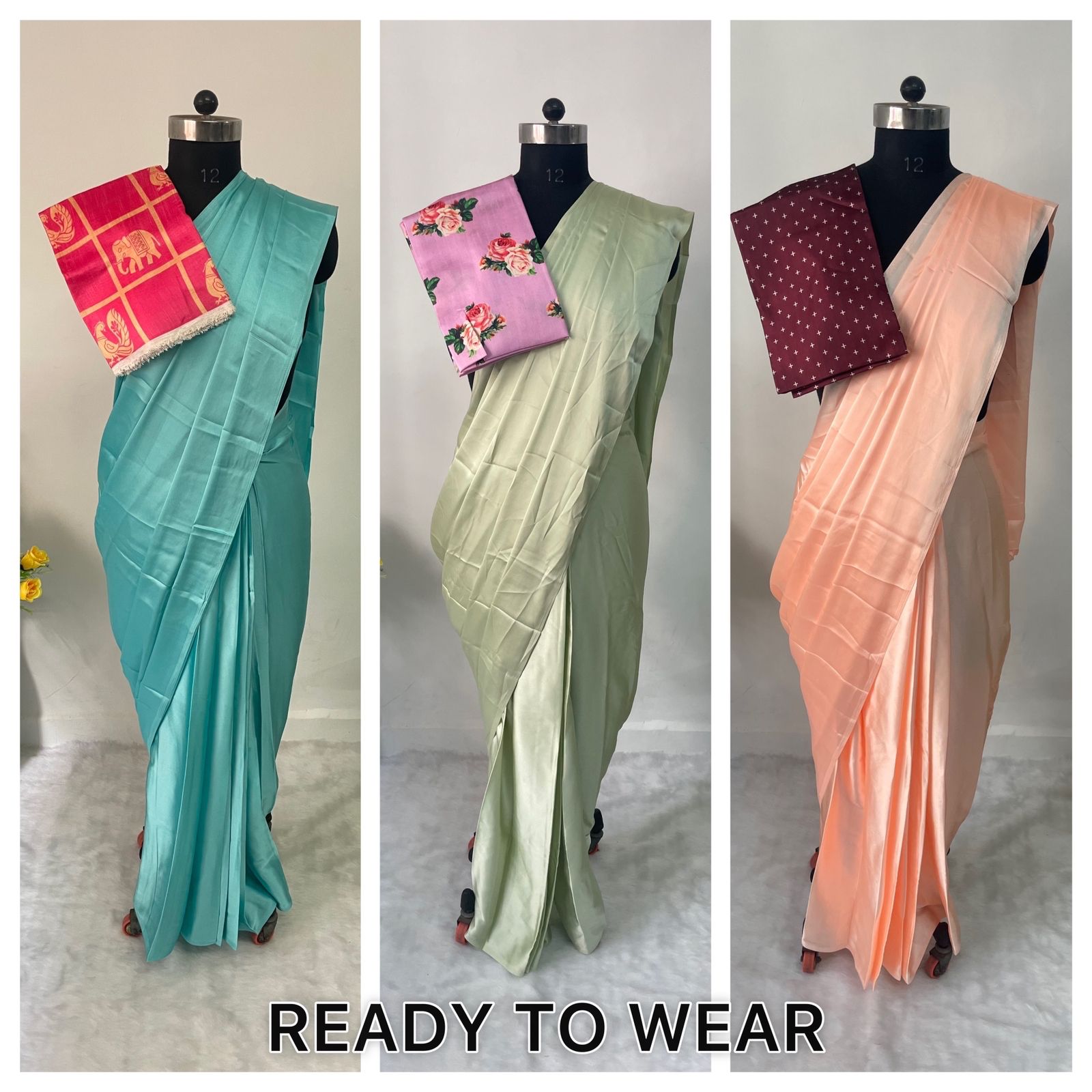 Japan Satin With Printed Blouse Fancy  1 Minut Wear Saree Collection At Wholesale Rate