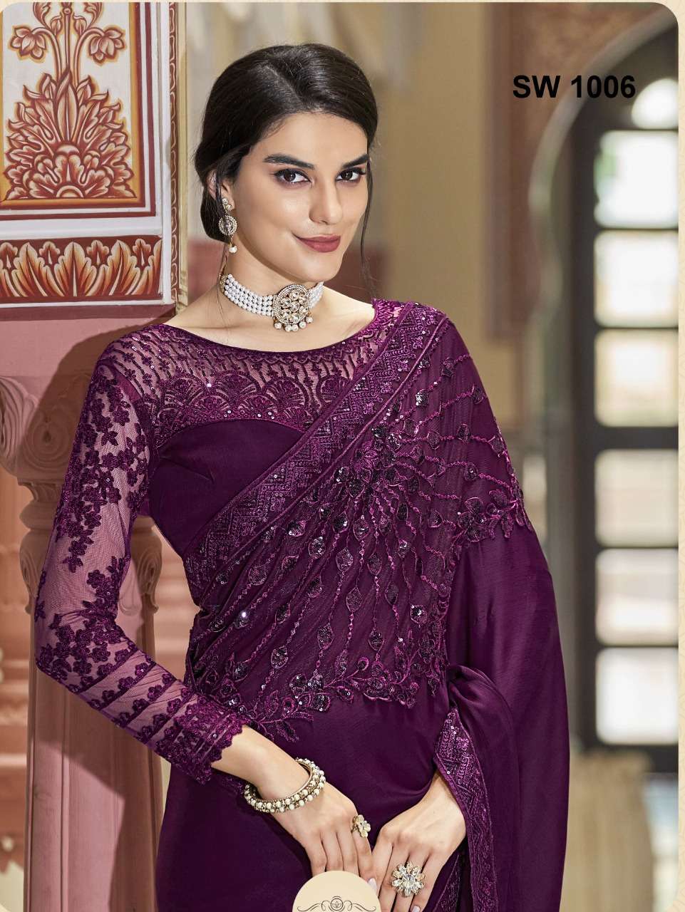 Tfh Sandalwood 10th Edition Soft Satin With Heavy Work Saree Collection At Wholesale Rate