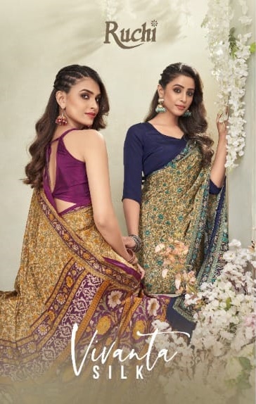 Ruchi Vivanta Silk Vol 17 Creap Silk With Regular Wear Saree Collection At Wholesale Rate