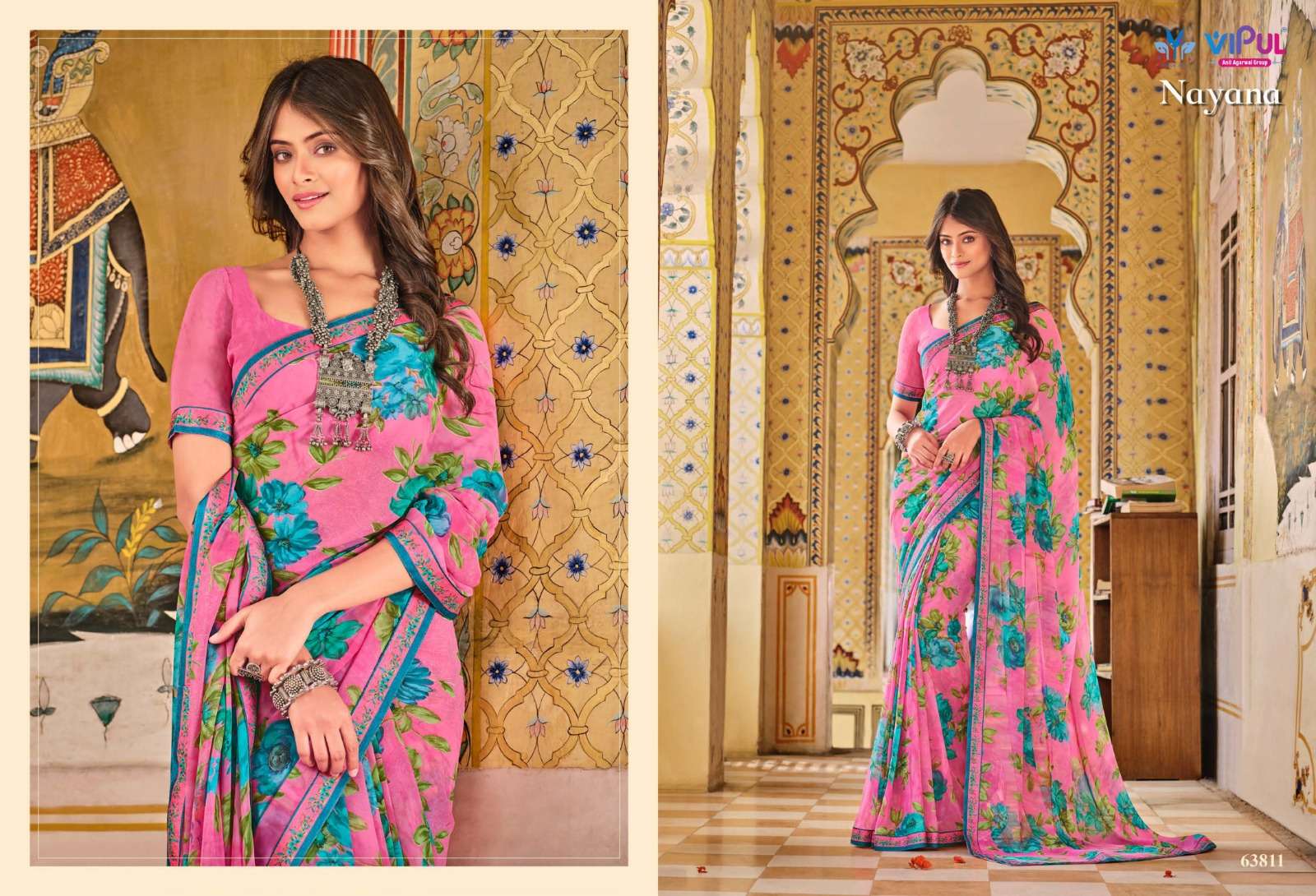 Vipul Fashion NAYANA Georgette with FLower Printed Regular wear saree collecion at wholesale ra 2