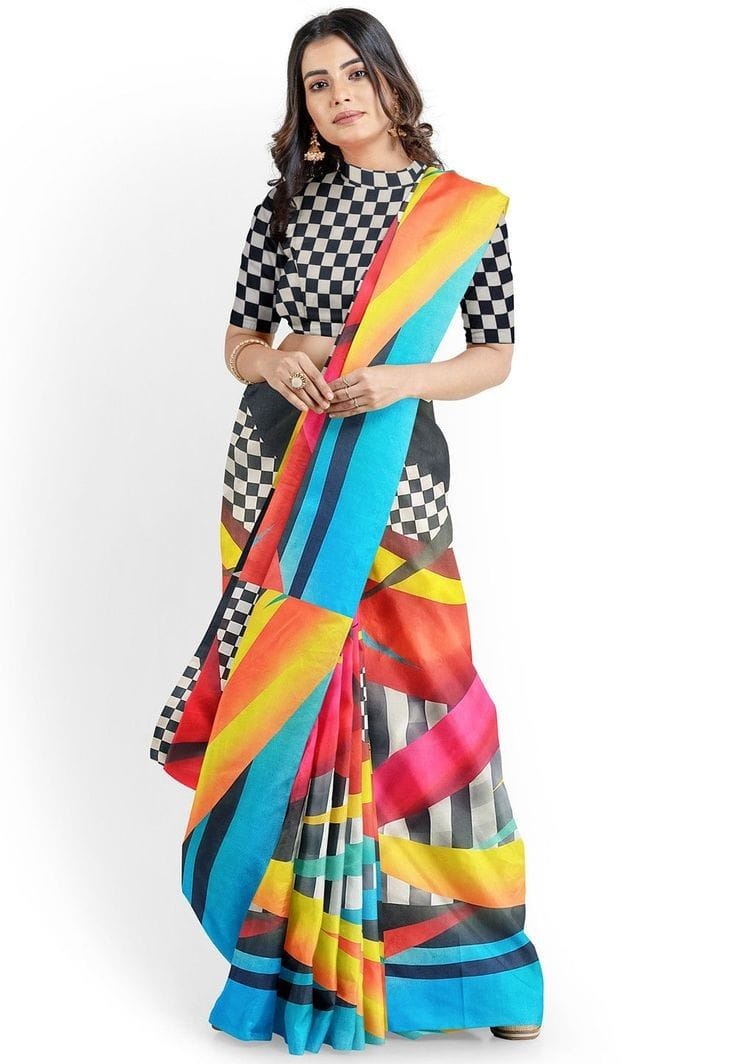 Chanderi Linen Smoot With Diigtal Printed Fancy Saree Collection At Best Chip Rate