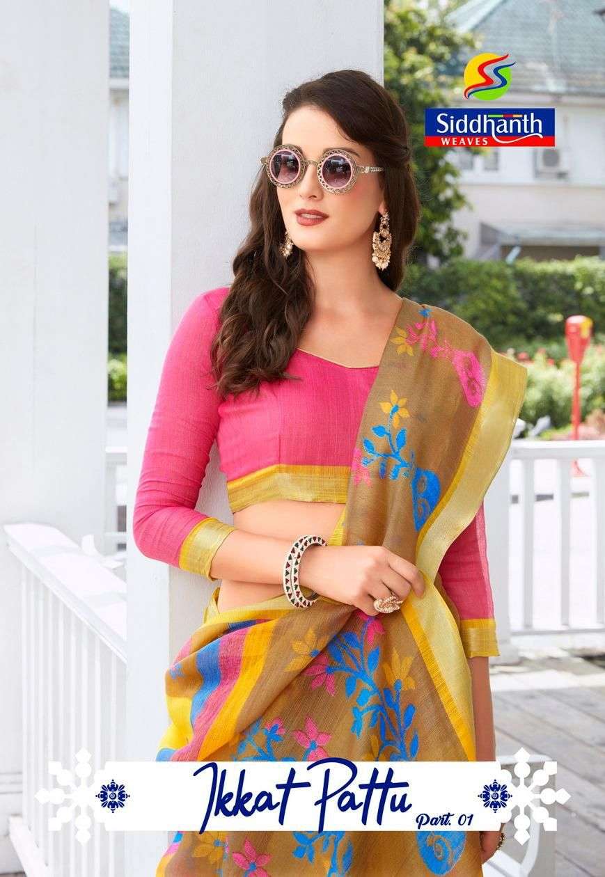 Ikkat Pattu Vol 1 Tusser With Printed Saree Collection At Wholesale Rate