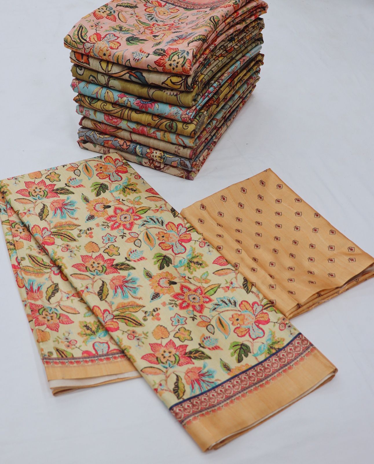 Mantra Kanchi Tussir Silk With Kalamkari Printed Saree Collection At Best Rate