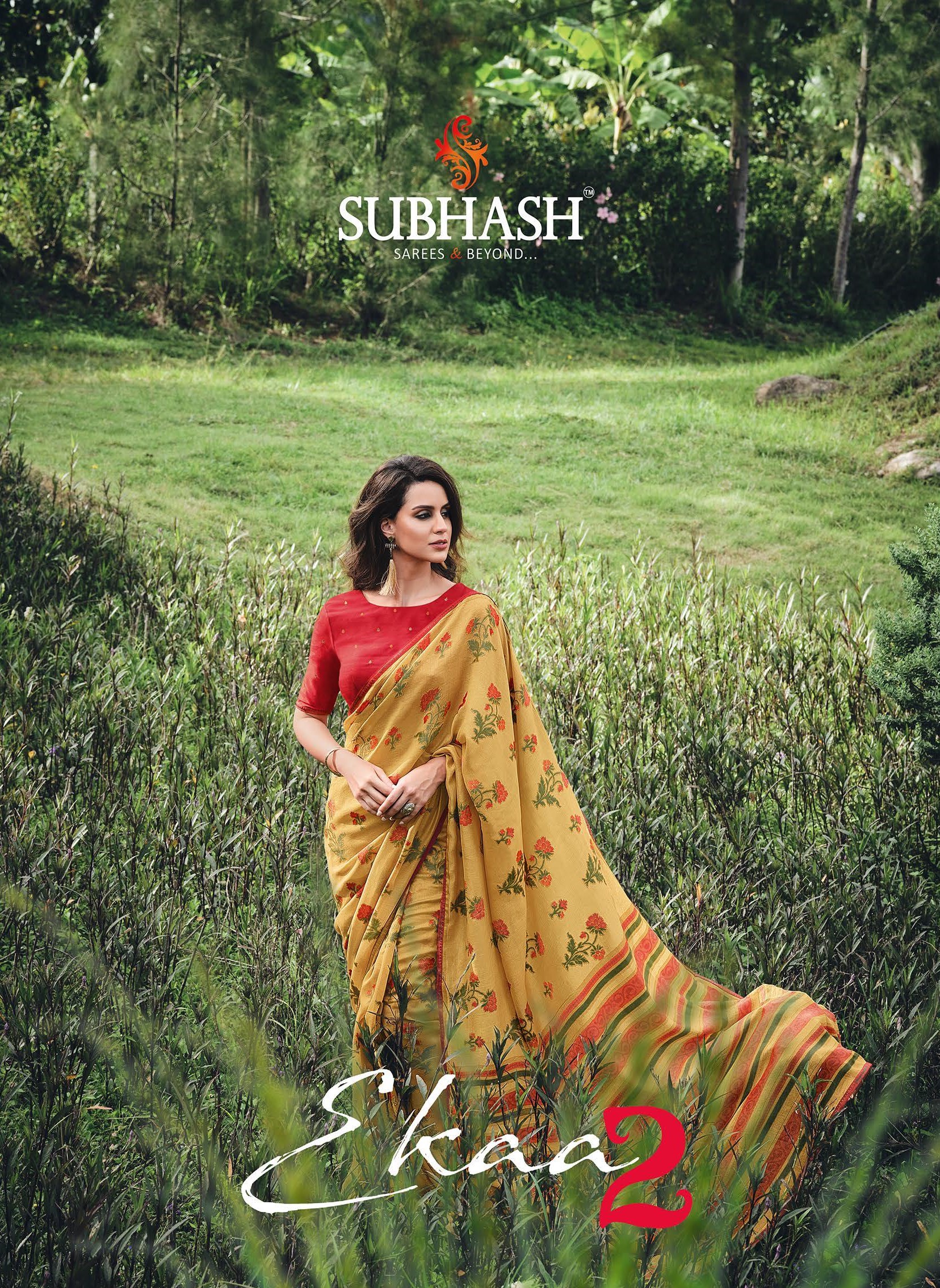 Subhash Aahira Sb-38511 Yellow Chiffon Saree – Sanskar Sarees