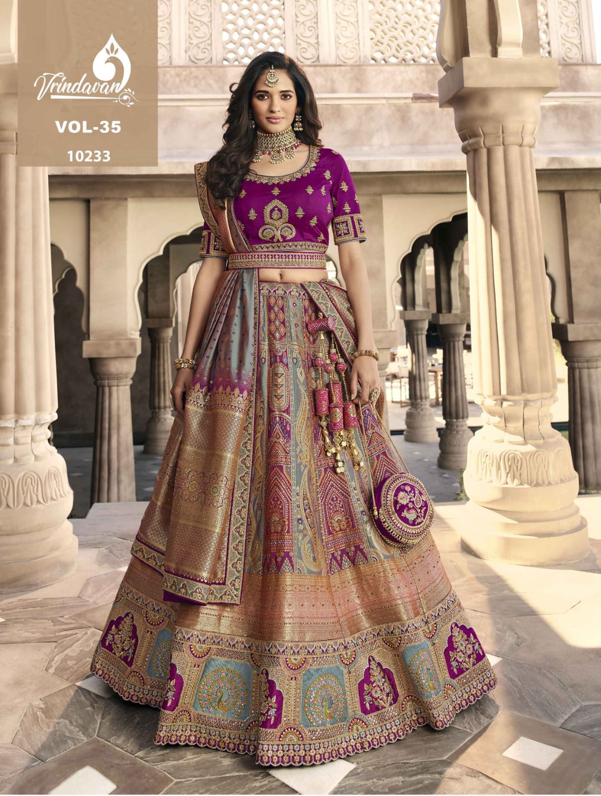 Vrindavan Vol 35 Silk With Heavy Wedding Wear Designer Lehenga Choli Collection At Wholesale Rate