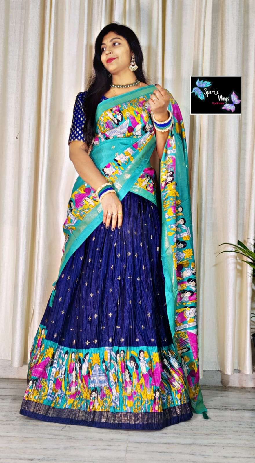Women pic | Half saree designs, Traditional blouse designs, Half saree  lehenga