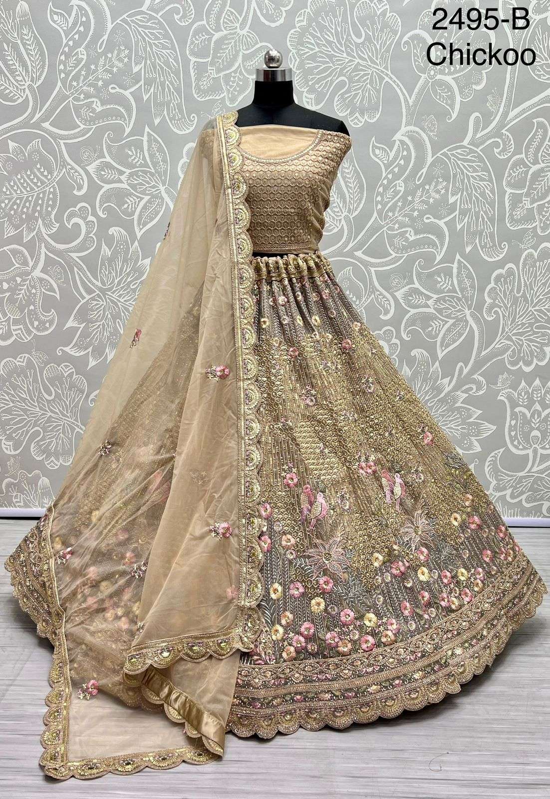 Net with heavy Dori Embroidery Zari Designer Bridal Wear lehenga choli collection