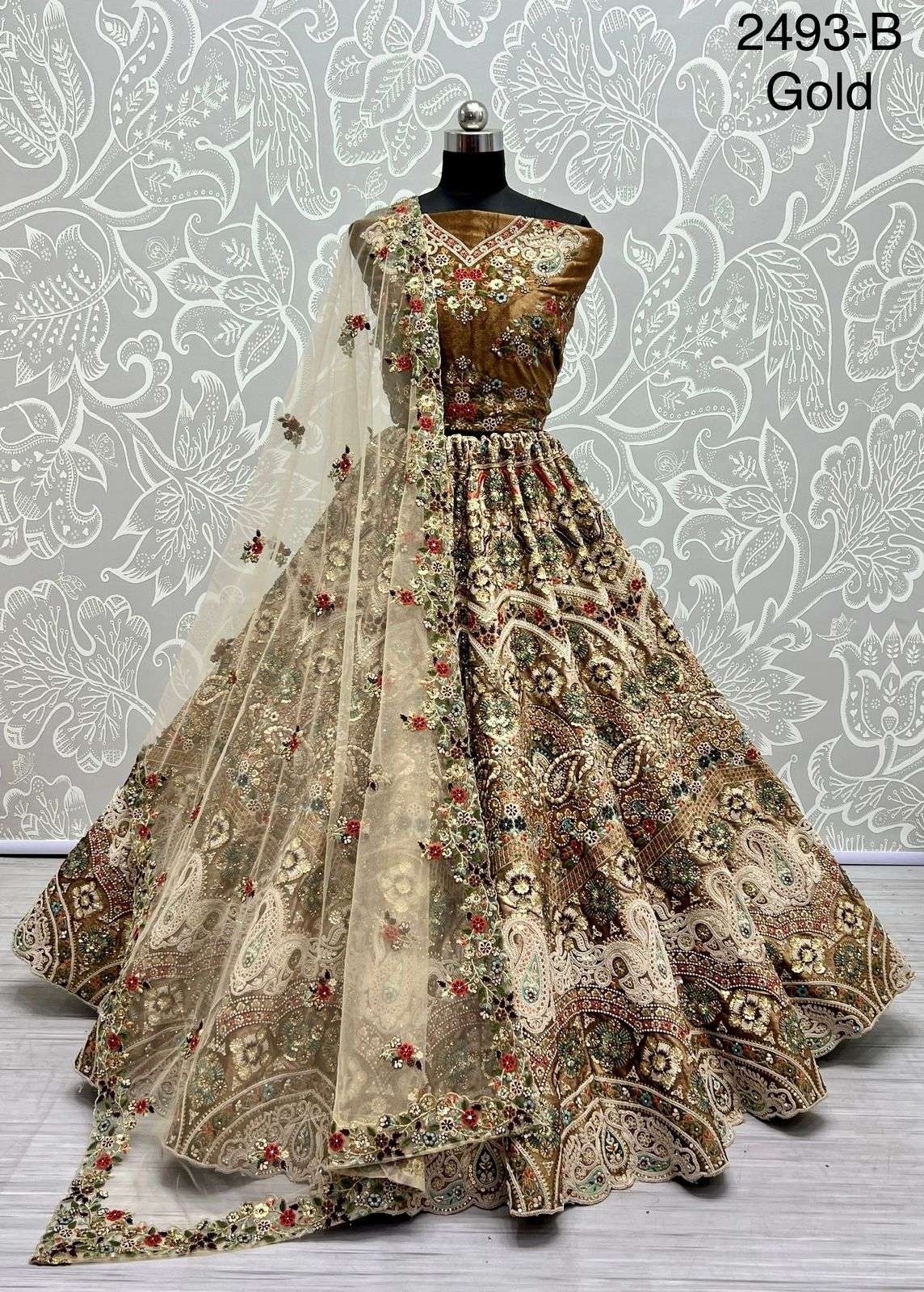 Velvet with Sequence embroidery zari work Heavy Bridal wear lehenga choli Collection