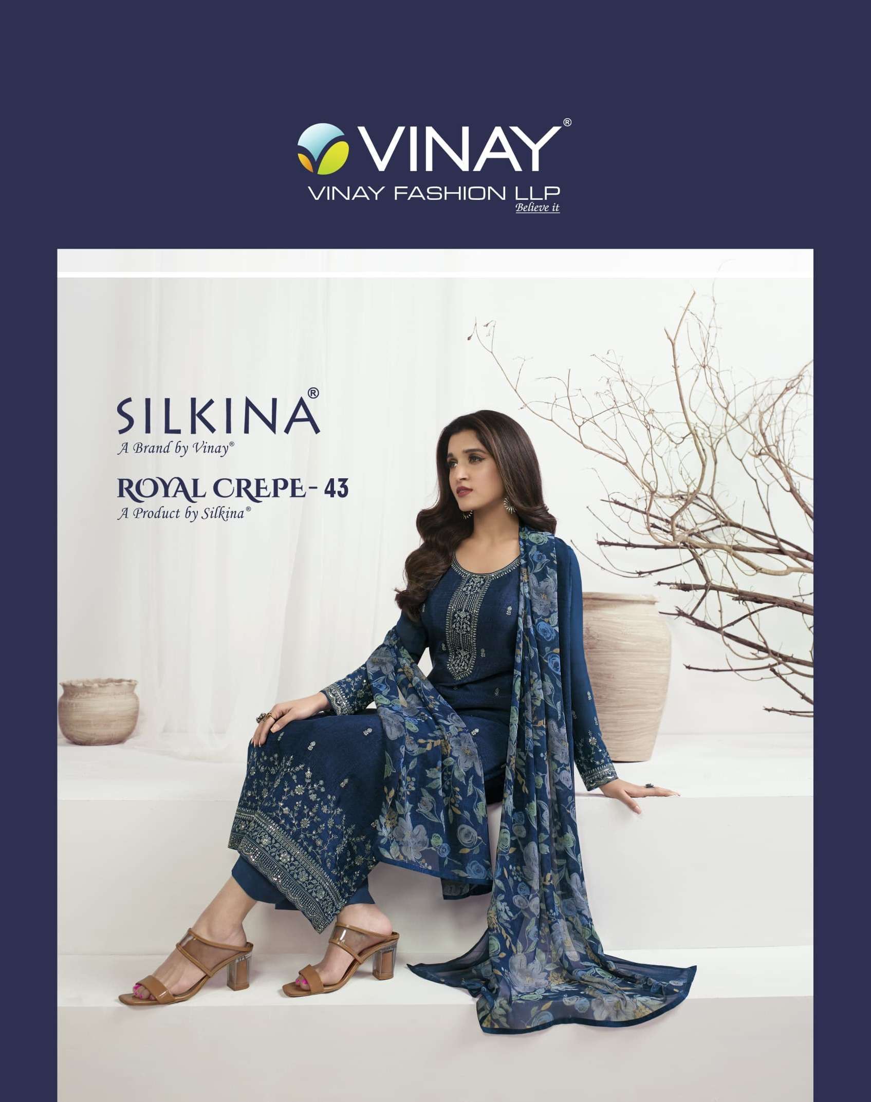 vinay fashion silkina royal crepe vol 43 Crepe with Designer work Festival special Salwar kameez collection at best rate