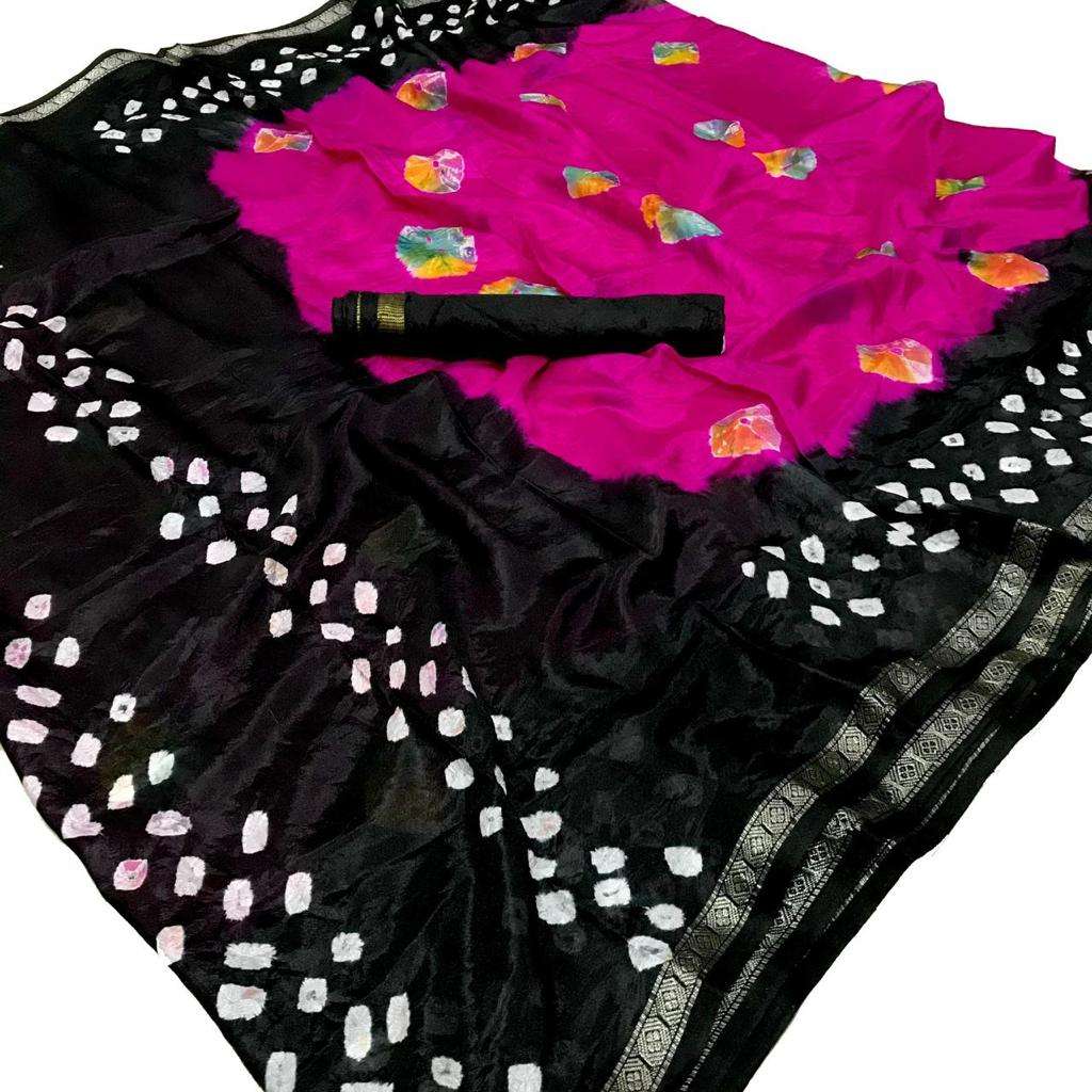 Cotton With Traditional Bandhani Printed Regular wear saree collection at best rate