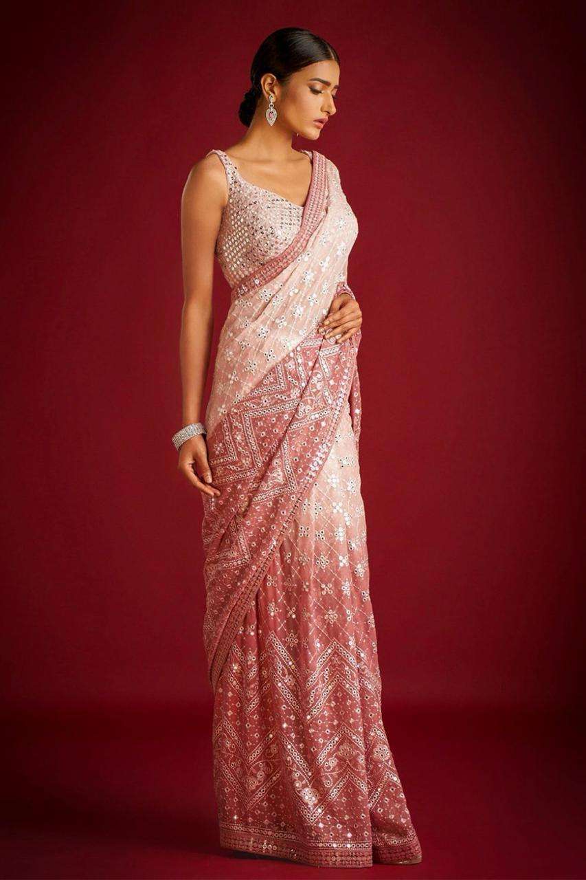 Designer Party wear Georgette with Embroidery Thread Work Saree collection  at best rate