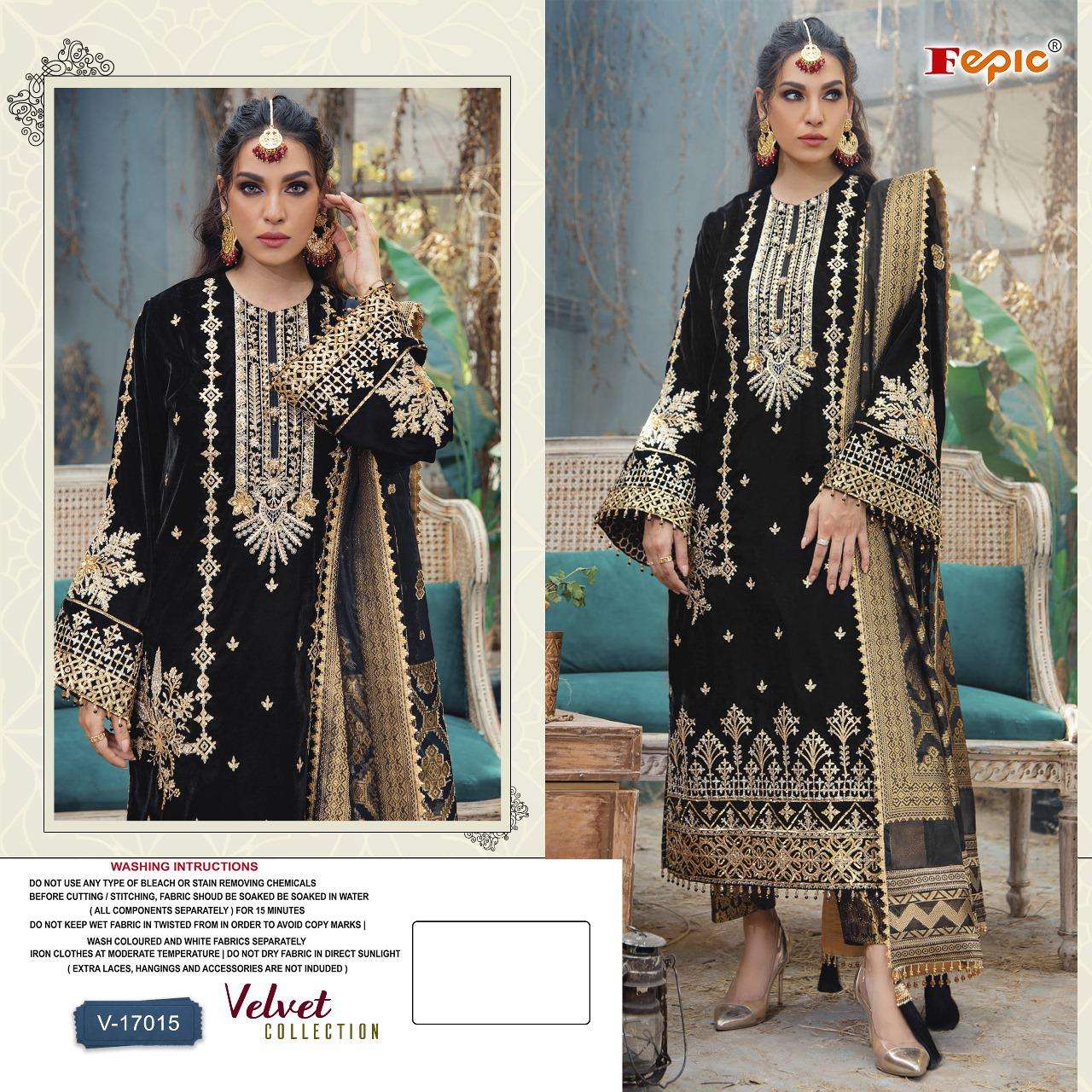 Fepic Rosemeen 17015 Velvet with Embroidery work Pakistani salwar kameez collection at best rate