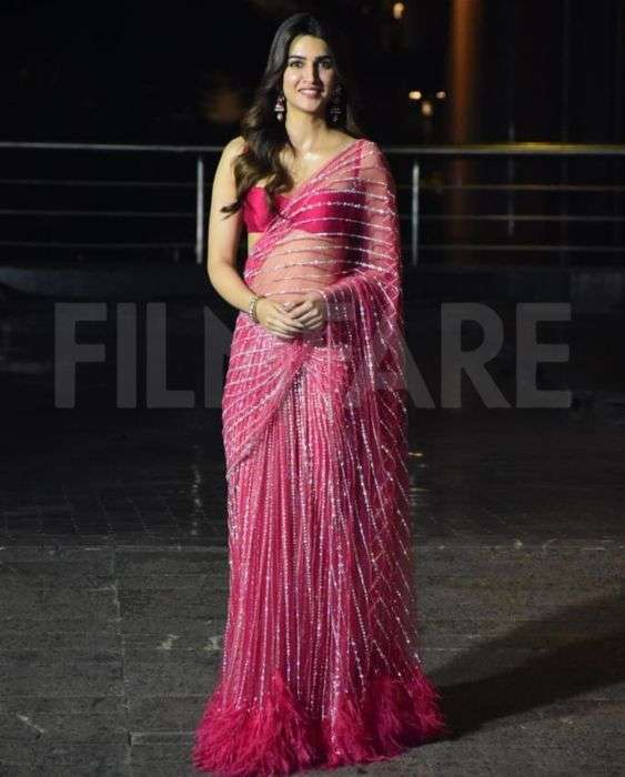 Rani Pink color Butterfly Net with Embroidery work Designer saree collection at best rate