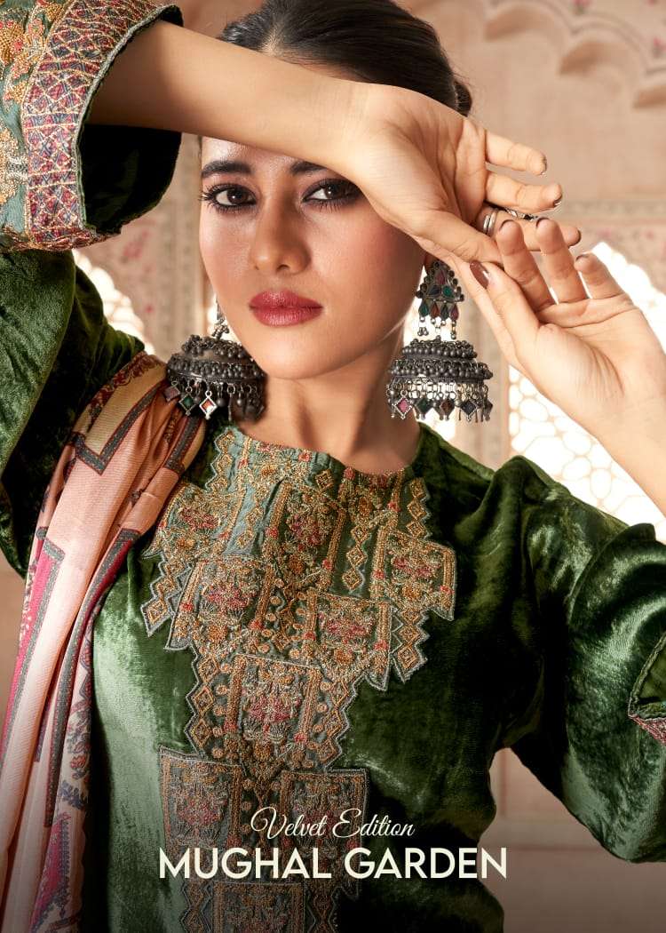 Sahiba Mughal Garden Velvet with Embroidery work Pakistani salwar kameez Collection at best rate