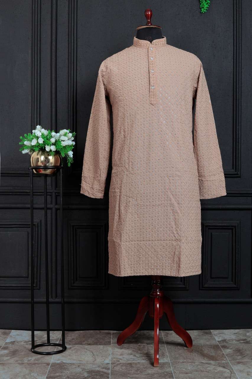 RAYON KURTA PAJAMA WITH PLEASENT WORK FOR MEN