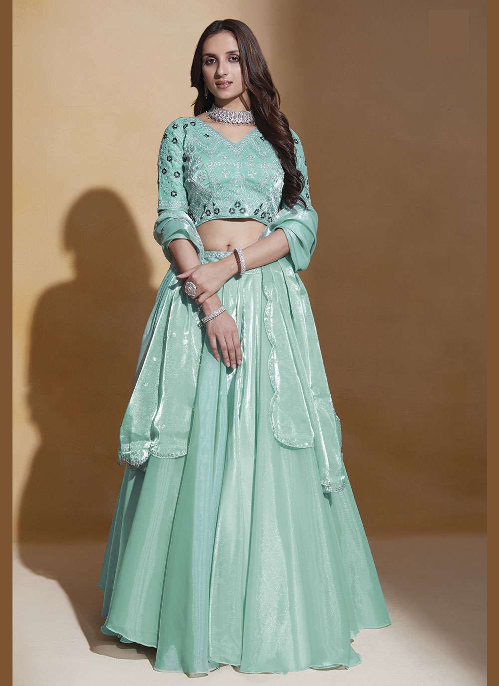 DESIGNER ENGLISH COLOR LEHENGA CHOLI ONLINE