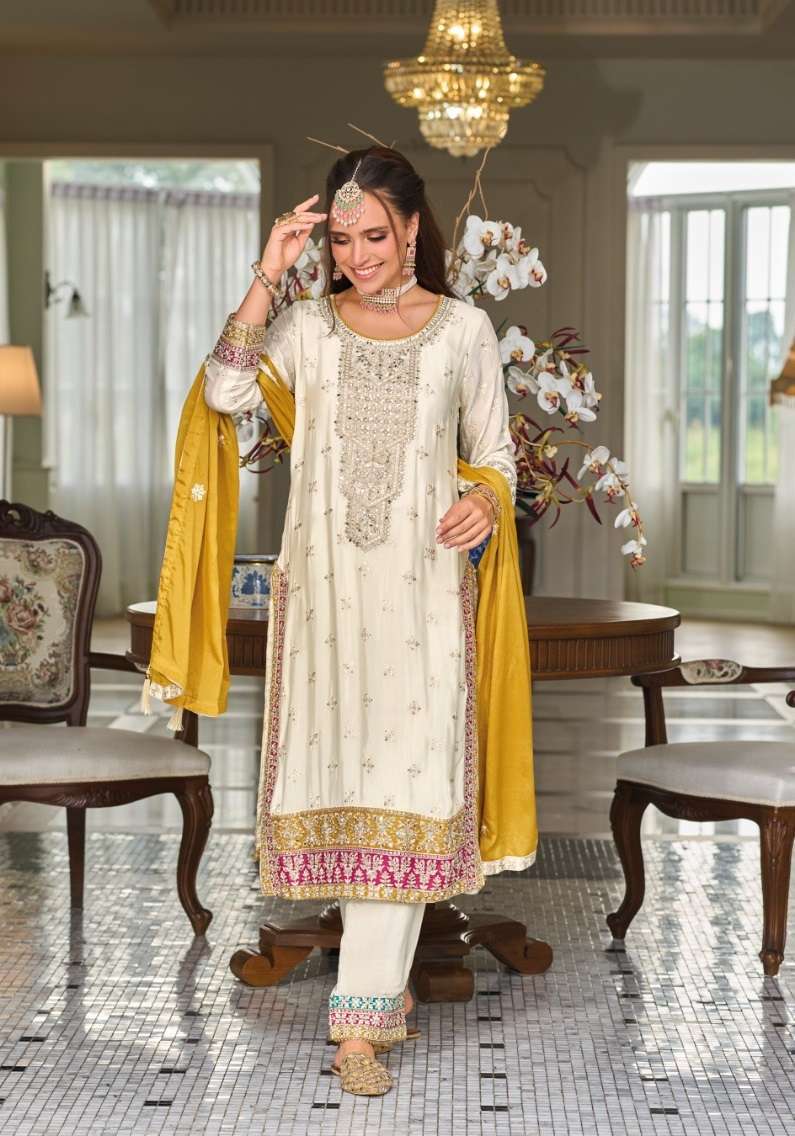 Eba Lifestyle Senisa Pashmina Silk with Embroidery work Readymade Salwar kameez collection at best rate