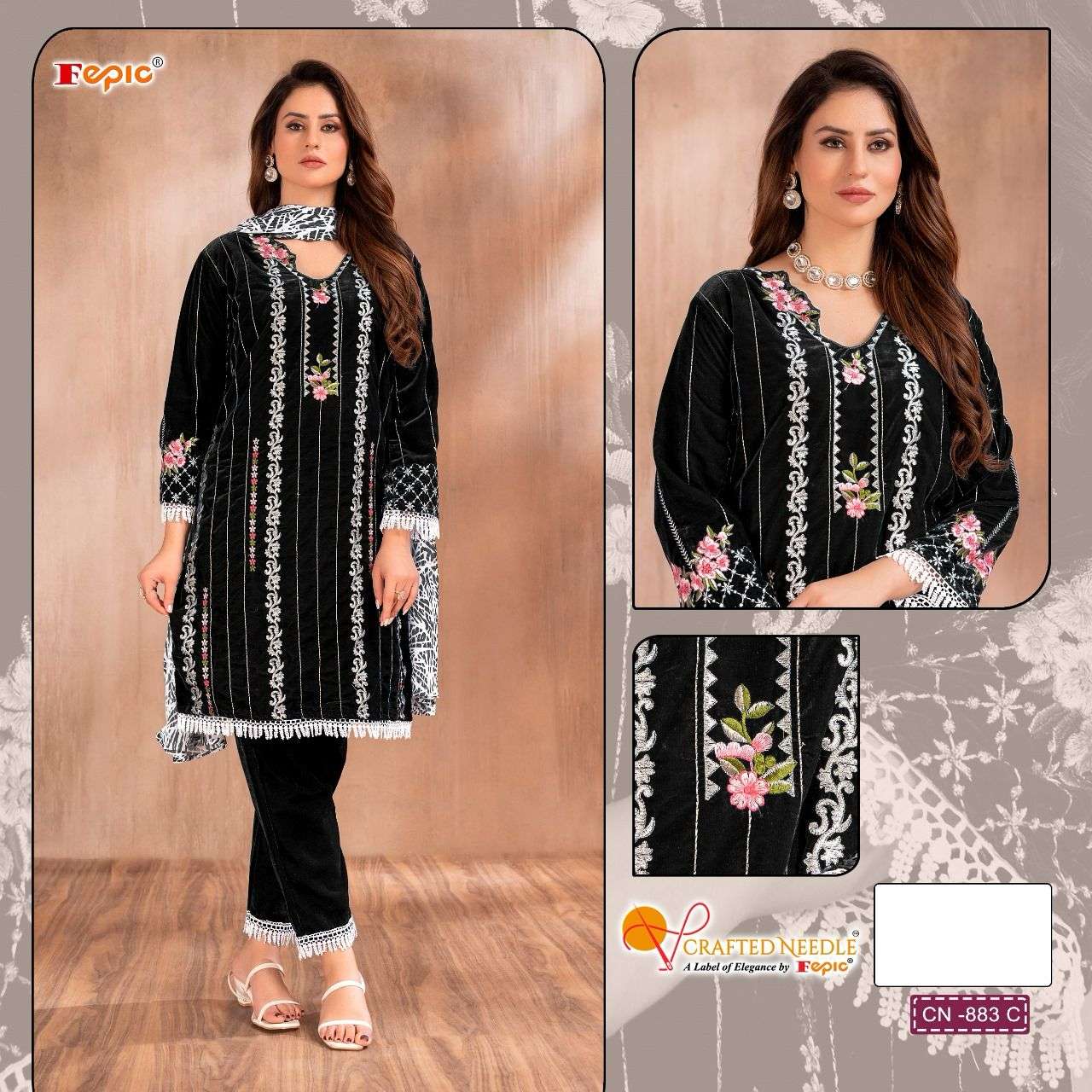 Fepic Romeen 883 velvet With Embroidery work Readymade Salwar kameez collection at best rate