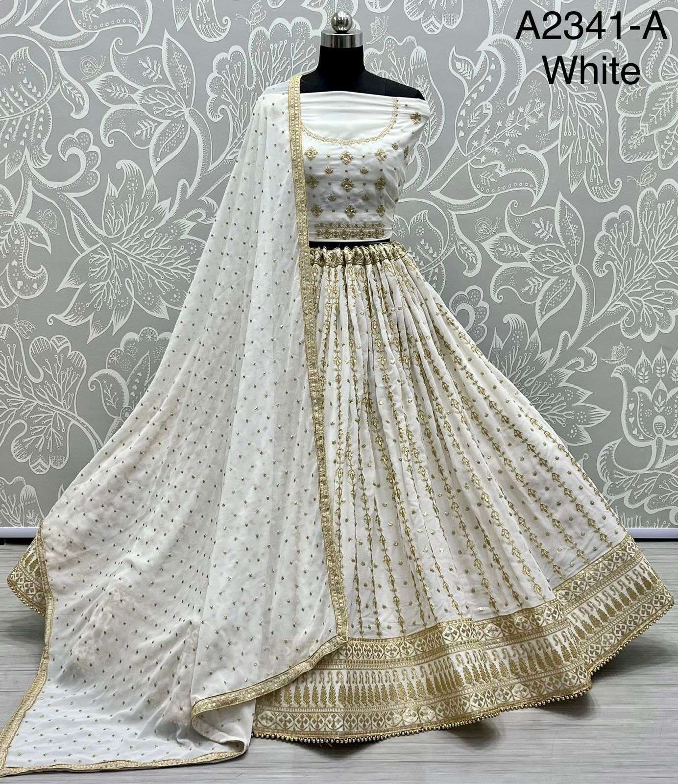 Georgette with Embroidery work Handwork White colour bridal Special lehenga choli collection at best rate
