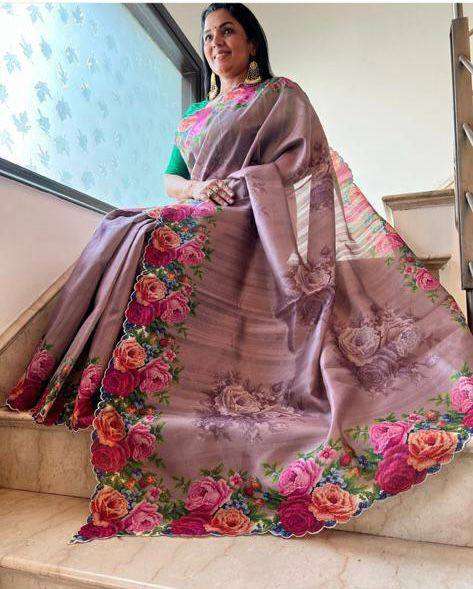 party special silk with big flower printed saree collection at best rate 2024 01 29 14 58 05