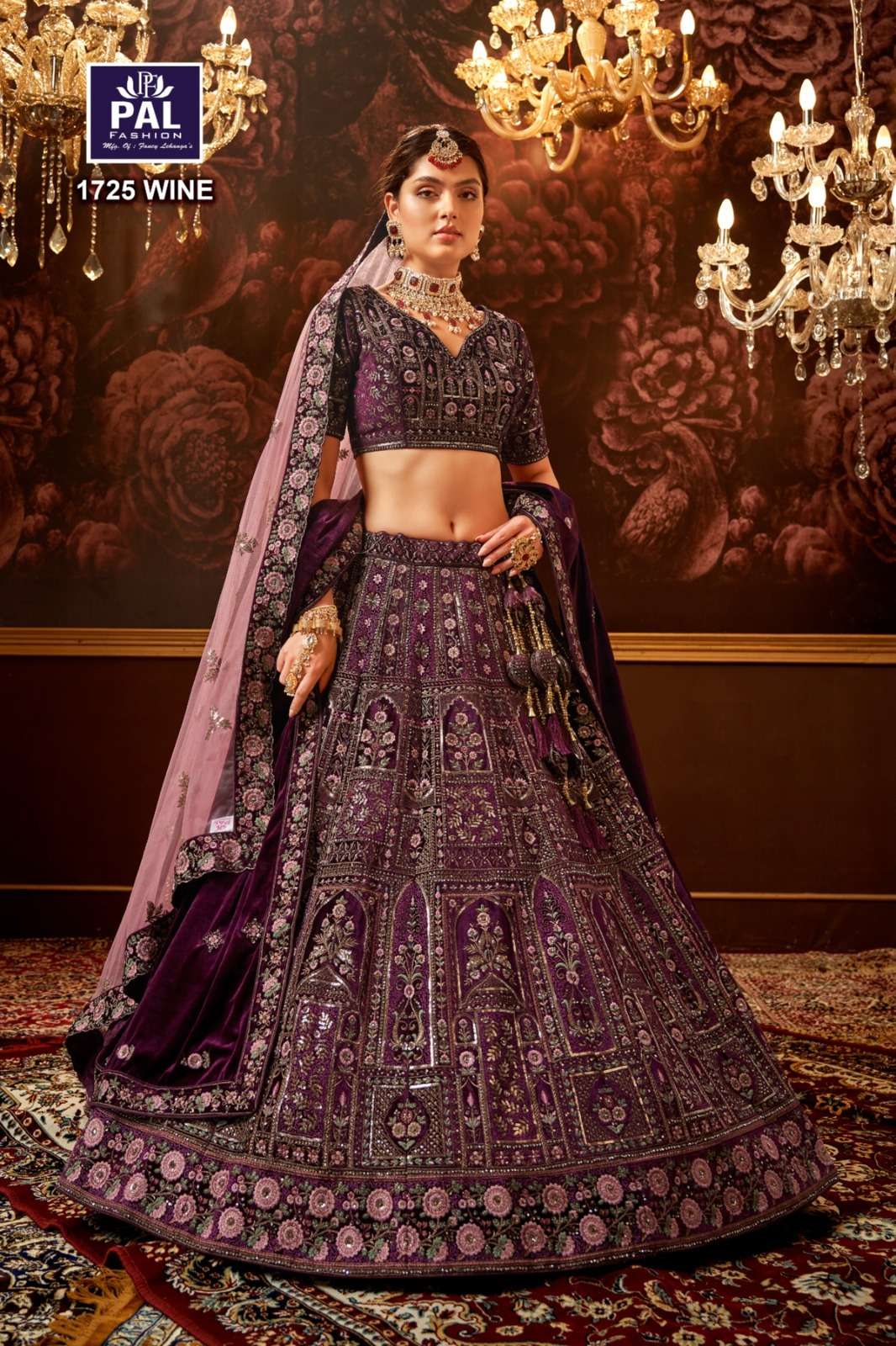 PAL FASHION 1725 SERIES VELVET WITH EMBROIDERY WORK BRIDAL SPECIAL LEHENGA CHOLI COLLECTION AT BEST RATE