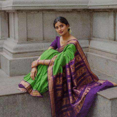 Purple And Green Chiffon SareeDefault Title | Pure chiffon sarees, Chiffon  saree, Pure chiffon