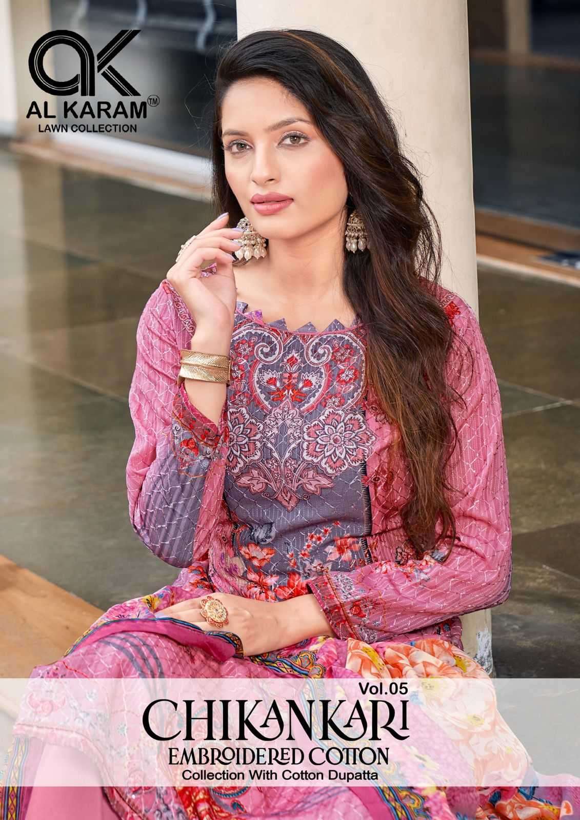 al karam chikankari vol 5 Cotton with summer special unstich pakistani suits collection at best rate