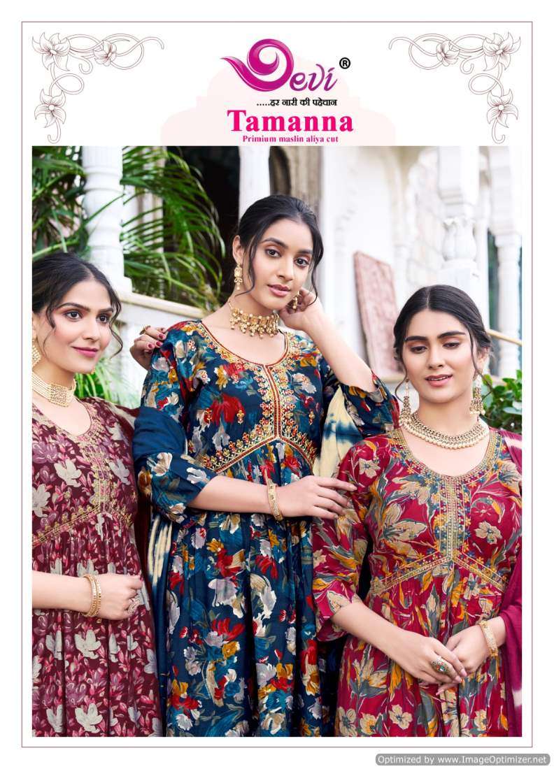DEVI TAMANNA ALIYA CUT VOL 1 MUSLIN COTTON WITH NAIRACUT DESIGNER READYMADE SUITS COLLECTION AT BEST RATE