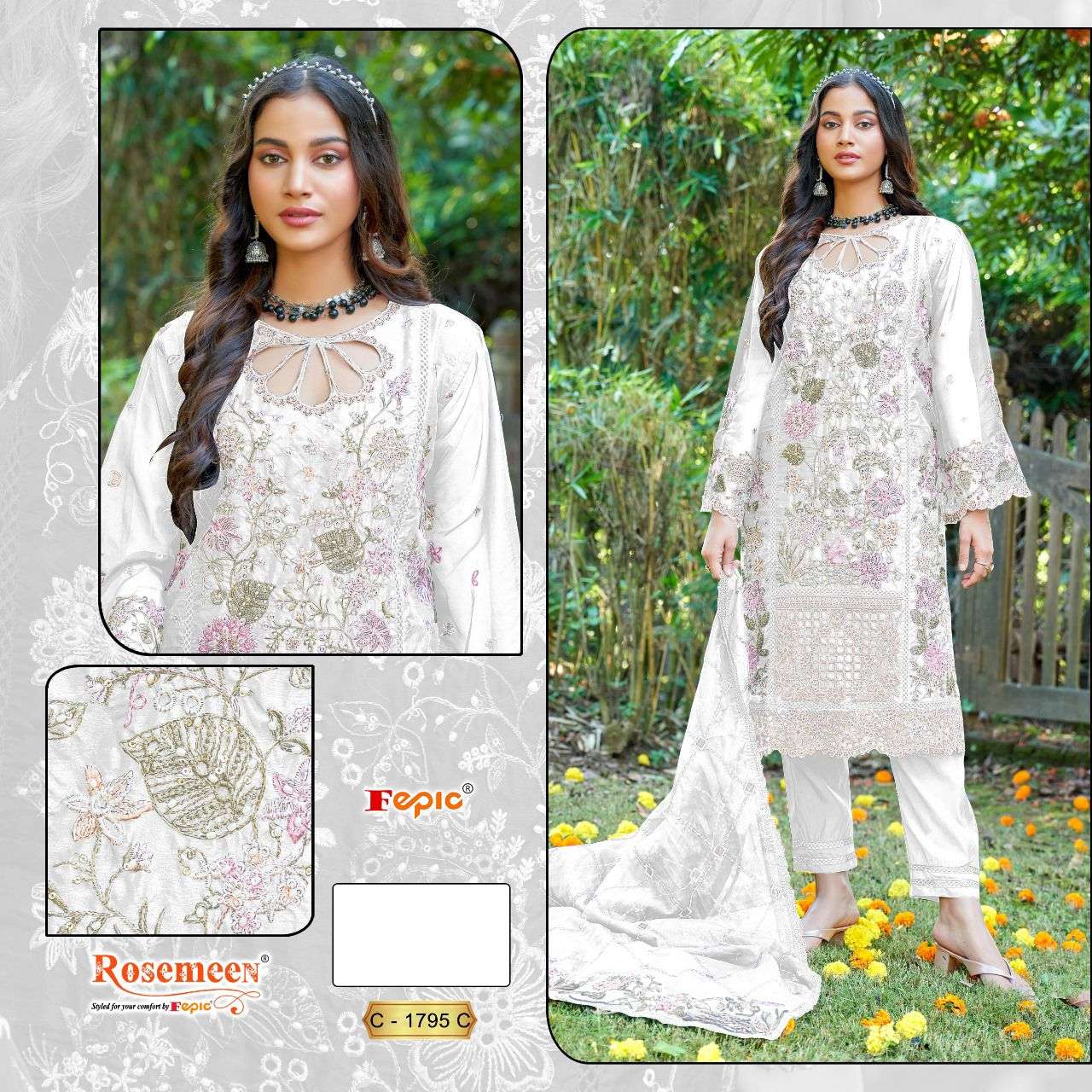 FEPIC C 1795 ORGANZA WITH EMBROIDERY WORK PAKISTANI SALWAR KAMEEZ COLLECTION AT BEST RATE