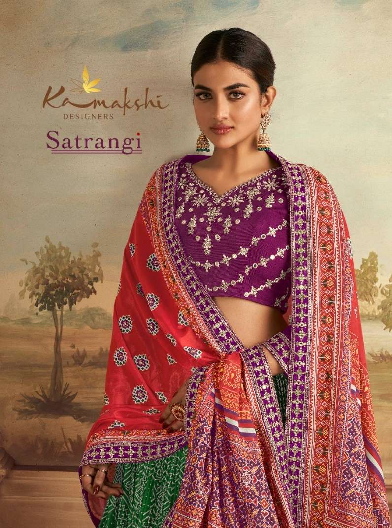 KAMAKSHI SATRANGI GAJI SILK WITH TRADITIONAL DESIGNER FUNCTION SPECIAL LEHENGA CHOLI COLLECTION AT BEST WHOLESALE RATE