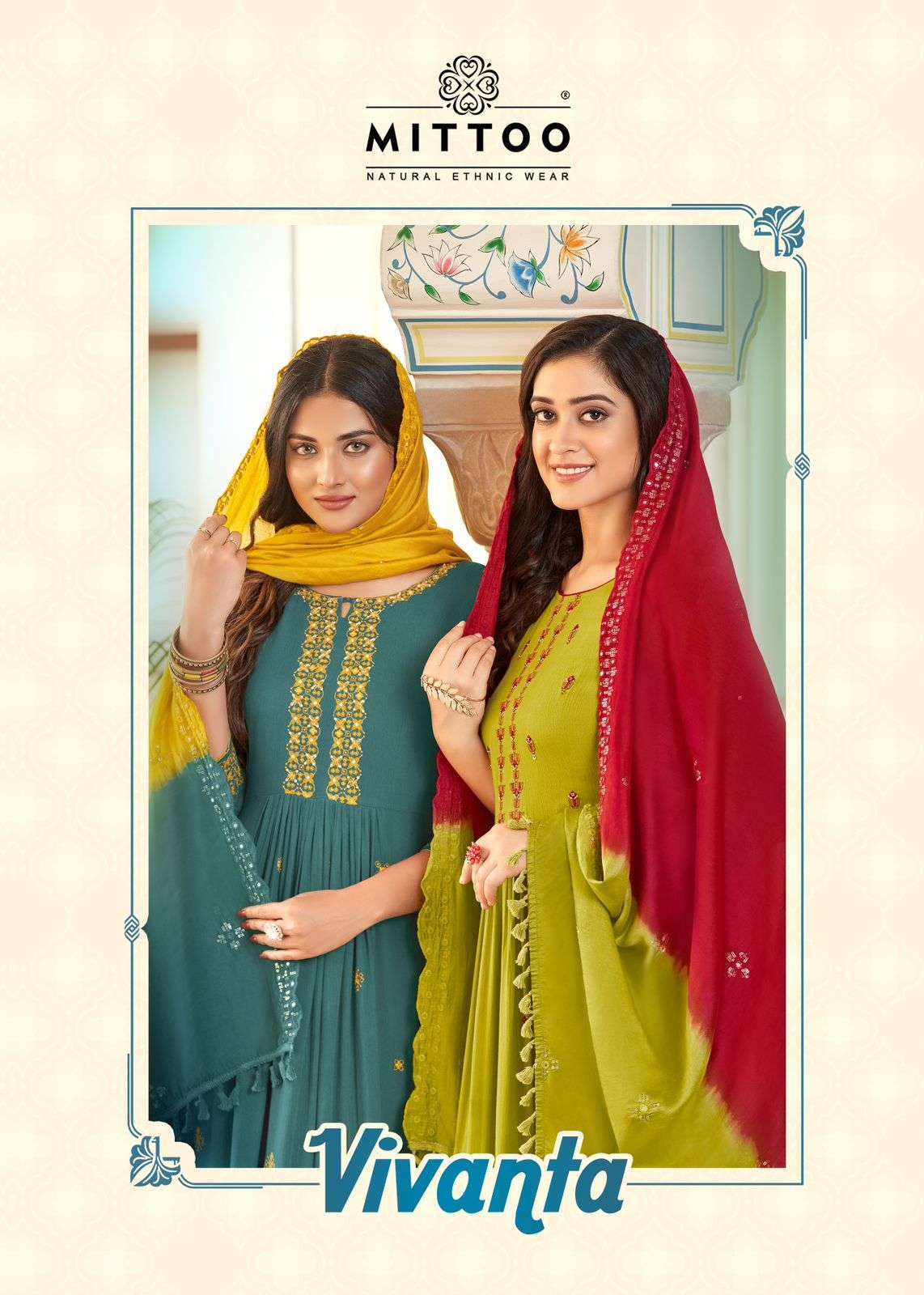 Mittoo Vivanta rayon with destival special readymade suits collection at best rate