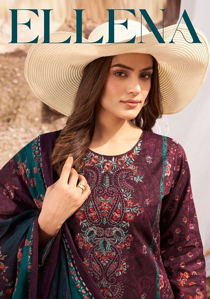 Mumtaz Arts Ellena cambric cotton with karachi print summer special pakistani suits collection at best rate