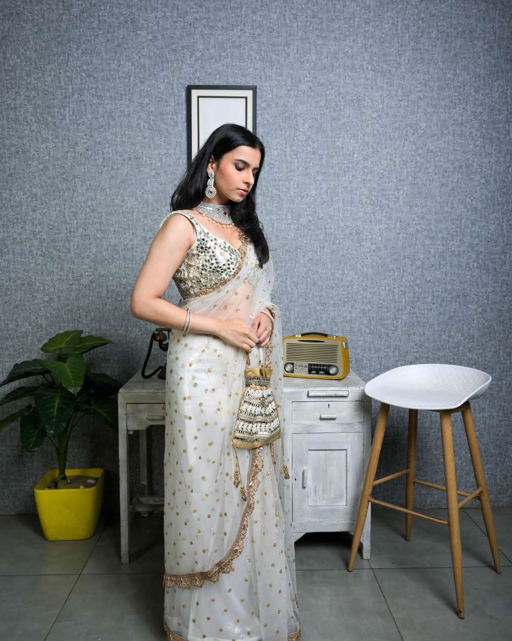 NYLONE BUTTERFLY NET WITH SEQUENCE EMBROIDERY WORK WHITE SHADES SAREE COLLECTION AT BEST RATE