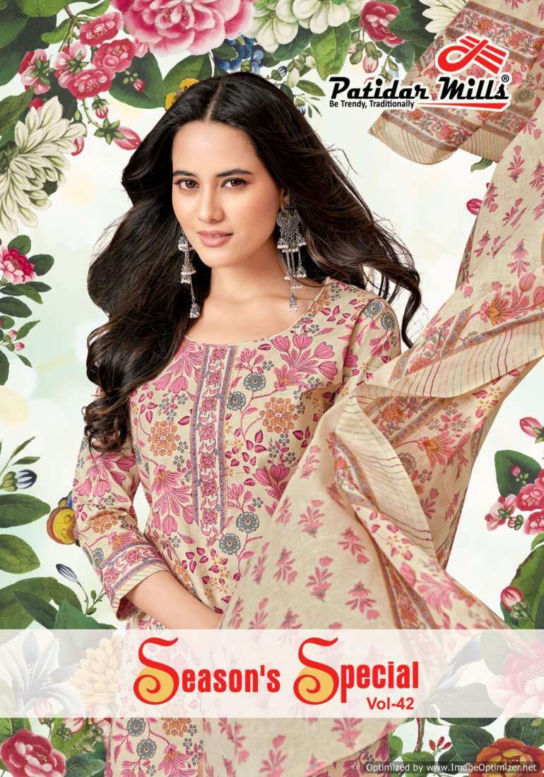 PATIDAR MILLS SEASON SPECIAL VOL 42 COTTON WITH PRINTED SUMMER SPECIAL DRESS MATERIAL COLLECTION AT BEST RATE