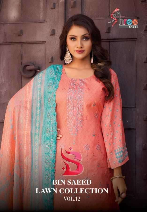 shree fab bin saeed lawn collection vol 12 cotton With printed summer special pakistani suits collection at best rate