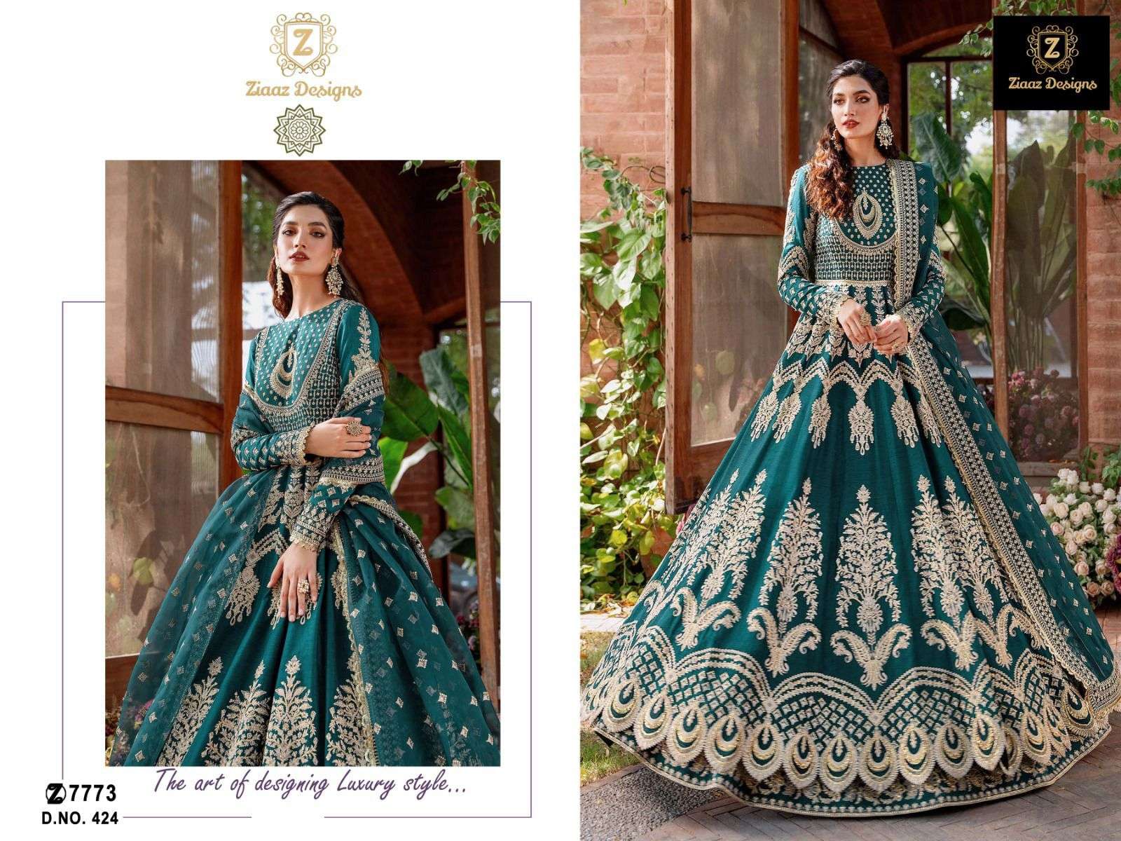 ZIAAZ 424 GEORGETTE WITH EMBROIDERY WORK HEAVY EID FESTIVAL SPECIAL PAKISTANI SALWAR KAMEEZ COLLECTION AT BEST RATE