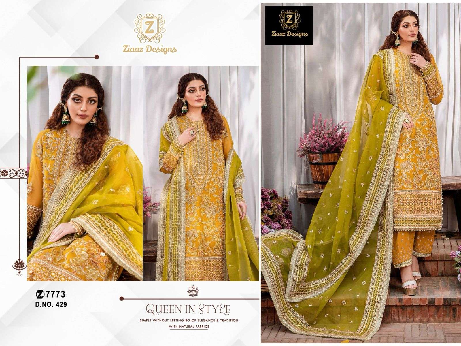 ZIAAZ 429 SEMI STICH GEORGETTE WITH EMBROIDERY WORK EID FESTIVAL SPECIAL SUITS