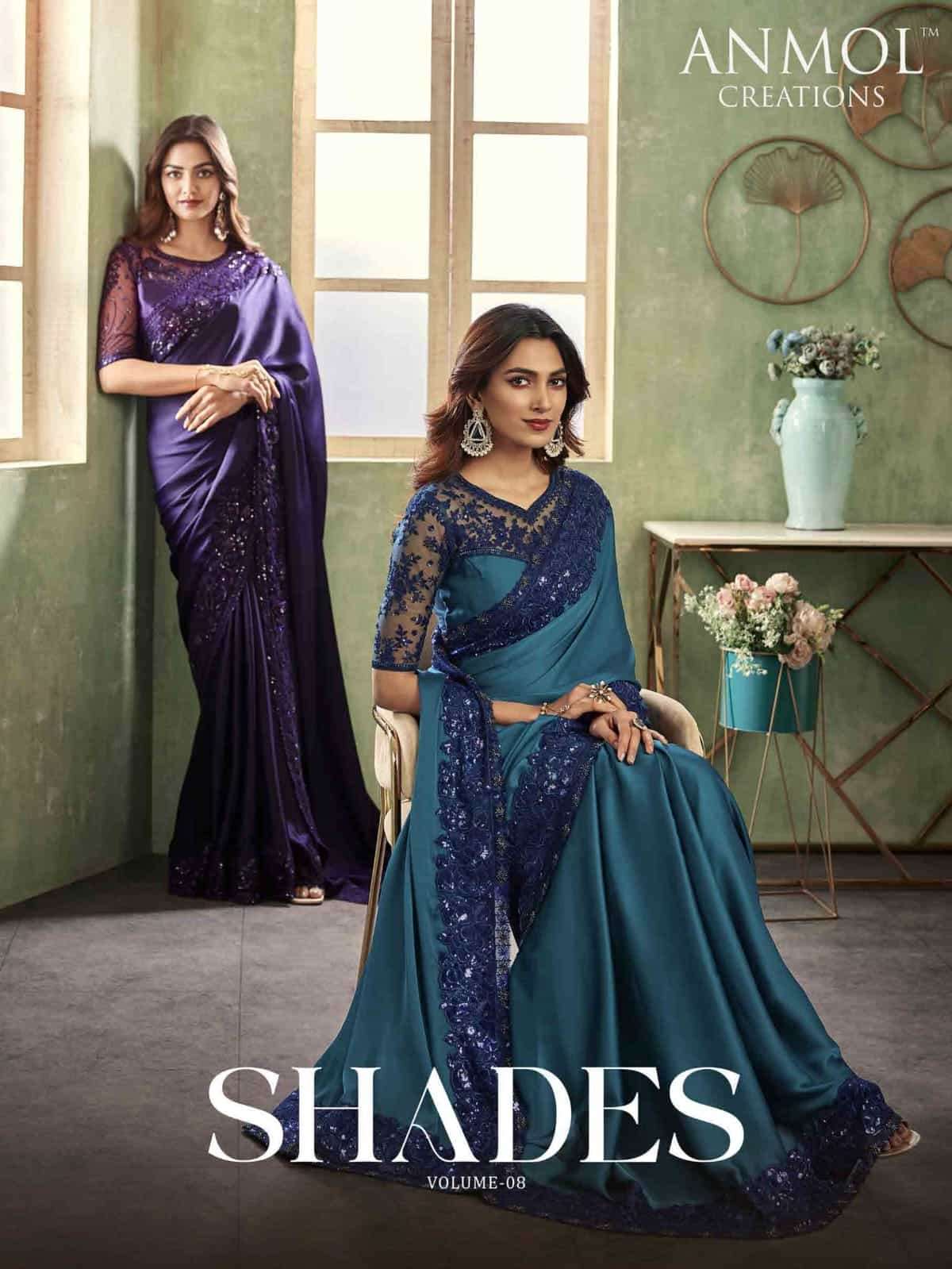 Anmol Creation Shades Vol 8 FANCY PARTY WEAR SAREE COLLECITON AT BEST WHOLESALE RATE