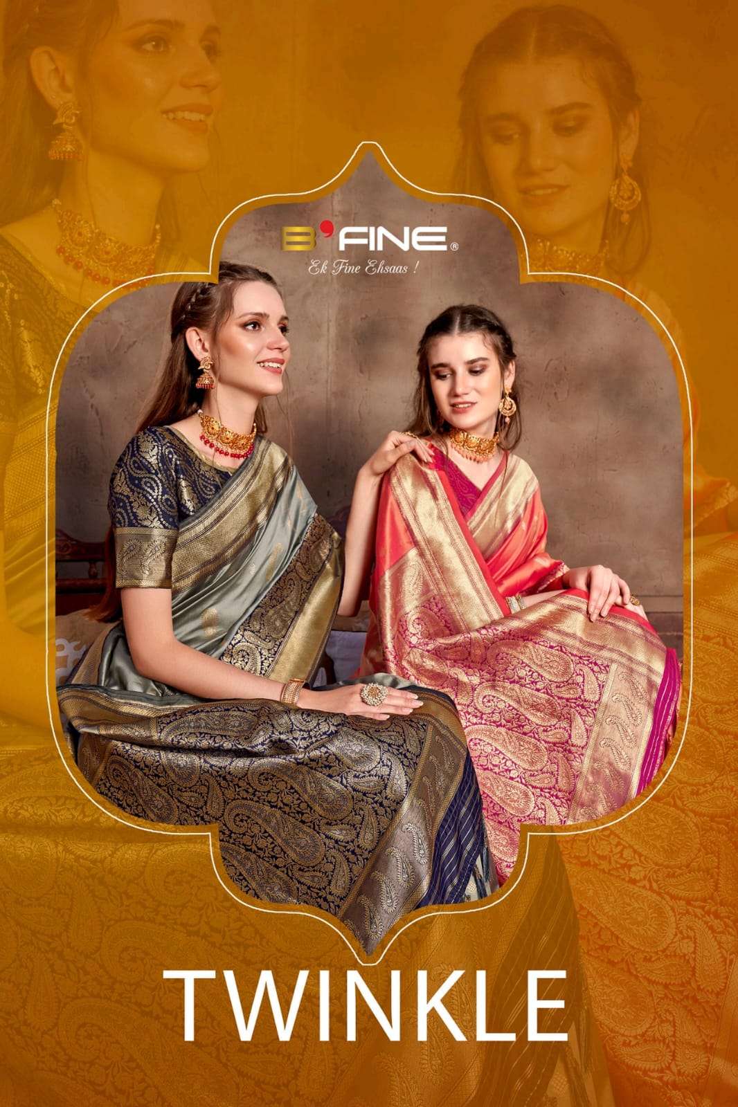 B FINE TWINKLE SILK WITH TRADITIONAL WEAVING DESIGN SAREE COLLECTION AT BEST RATE