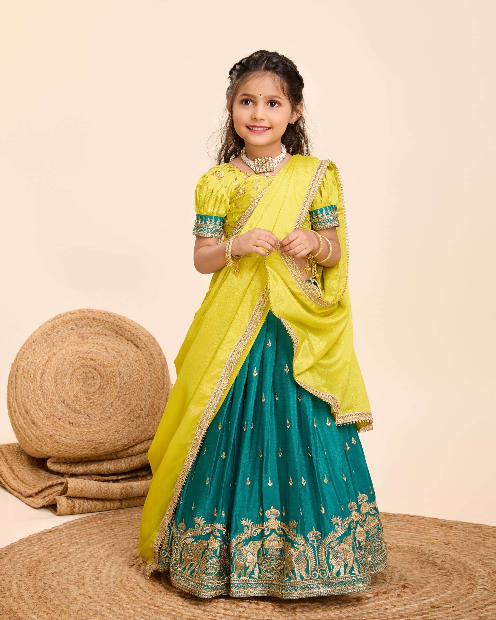 Beautiful Chinnon with Thread Embroidered WORK READYMADE KIDS SPECIAL LEHENGA CHOLI COLLECTION AT BEST RATE