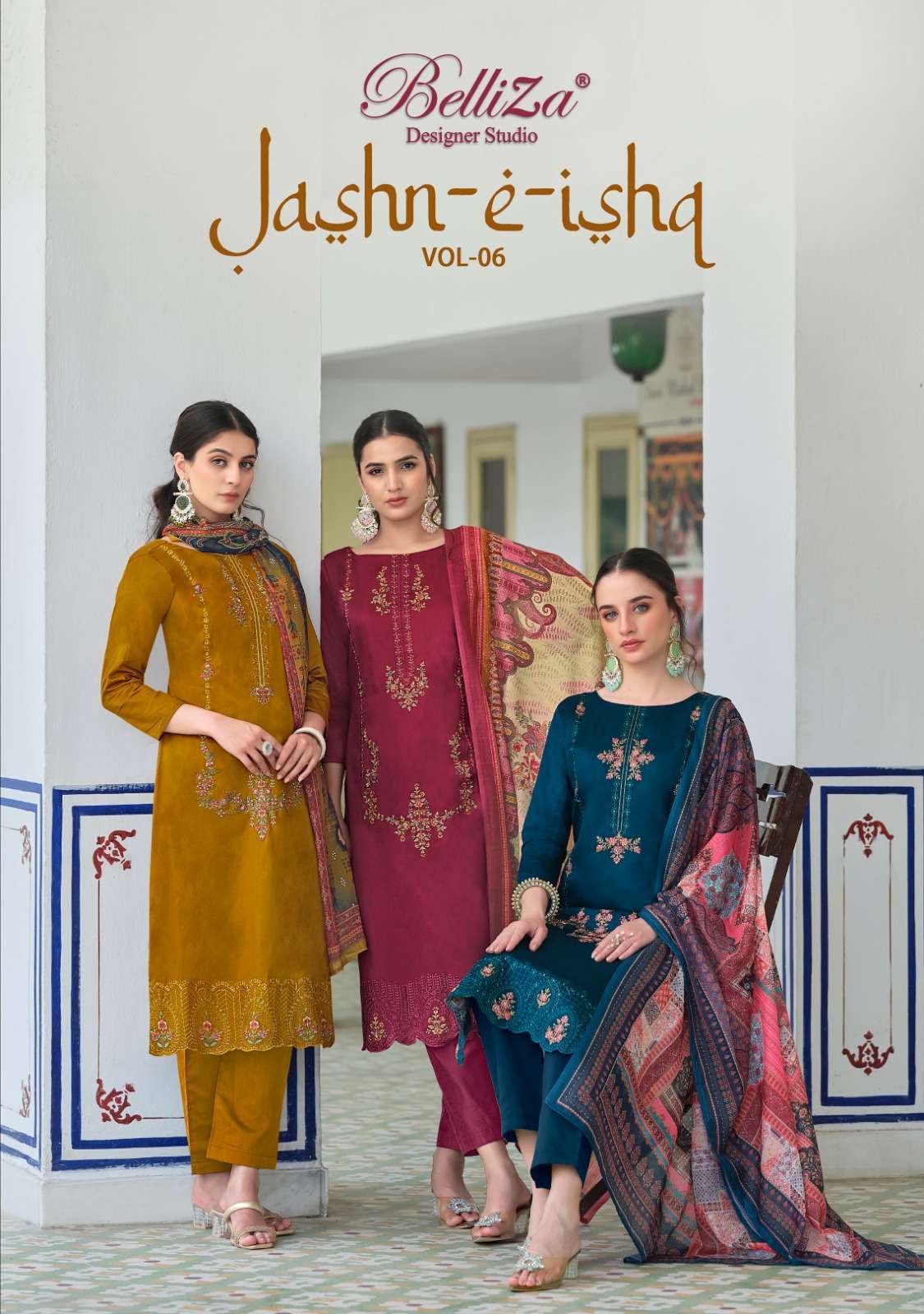 Belliza designer studio Jashn E Ishq Vol 6 jam cotton with printed summer special suits colleciton at best rate (1)
