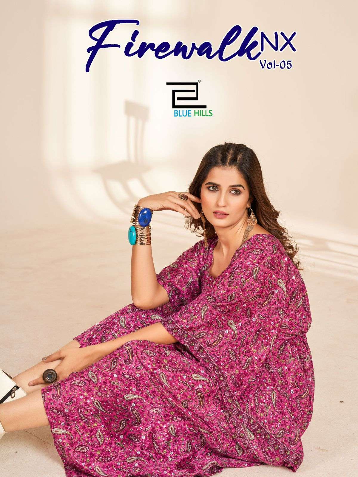 Blue Hills Firewalk Vol 5 Nx CREAP SILK WITH SUMMER SPECIAL KAFTAN STYLE KURTI COLLECTION AT BEST RATE