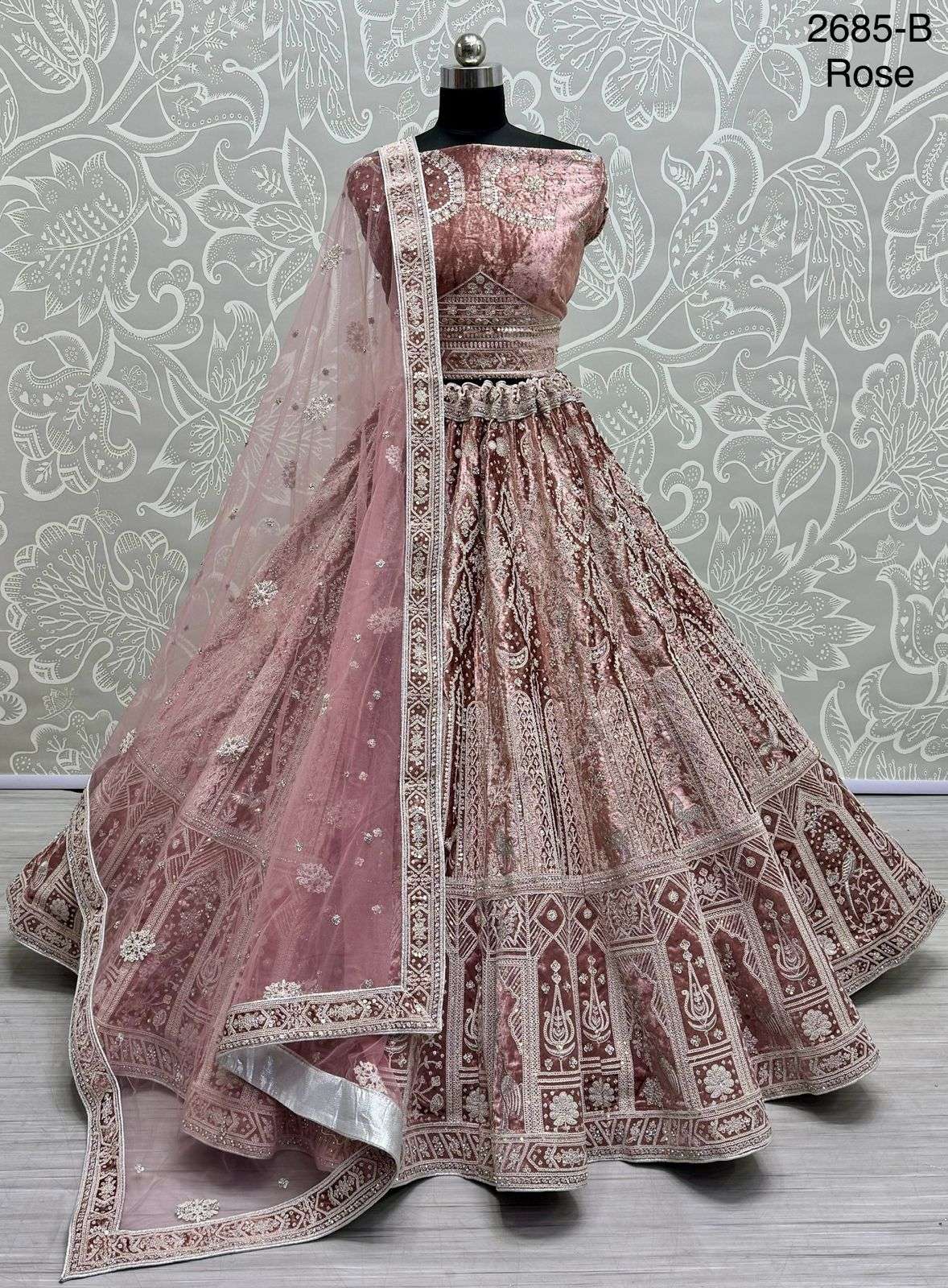 BRIDAL SPECIAL VELVET WITH ZARI EMBROIDERY WORK DESIGNER LEHENGA CHOLI COLLECTION AT BEST RATE 2685 