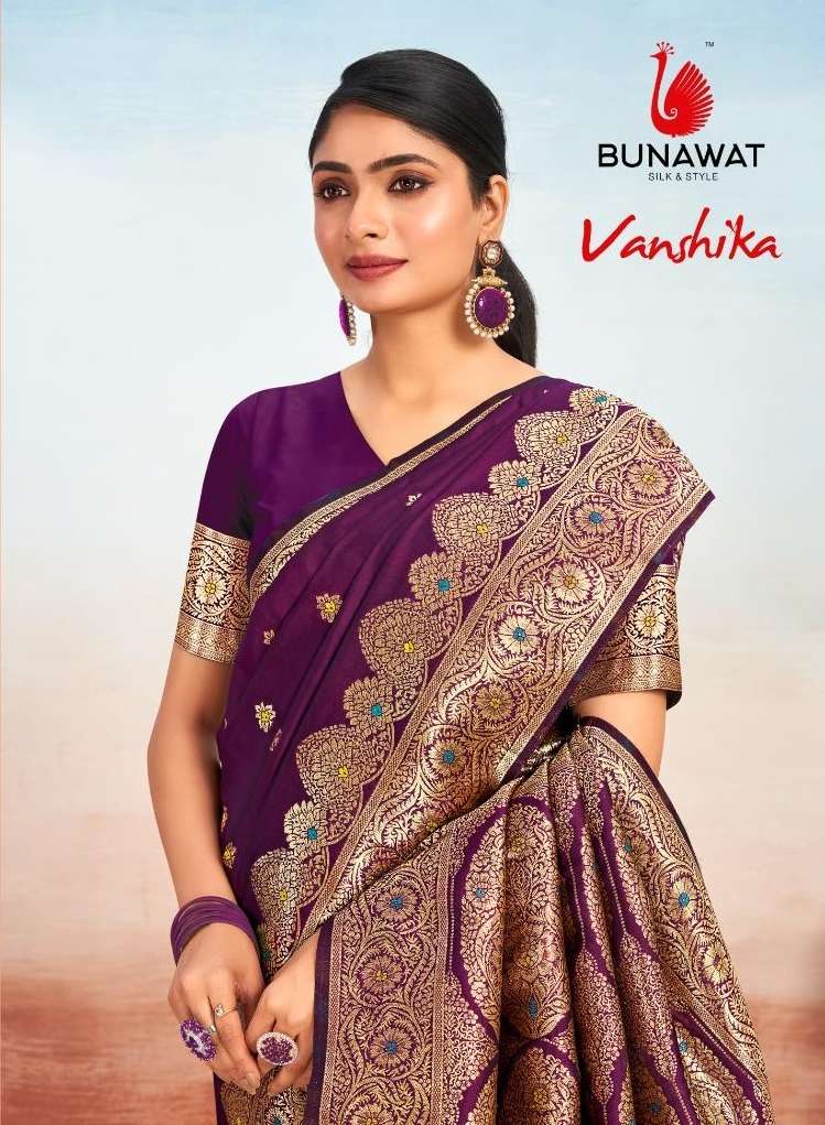 bunawat vanshika silk with weaving Designer saree collection at best rate