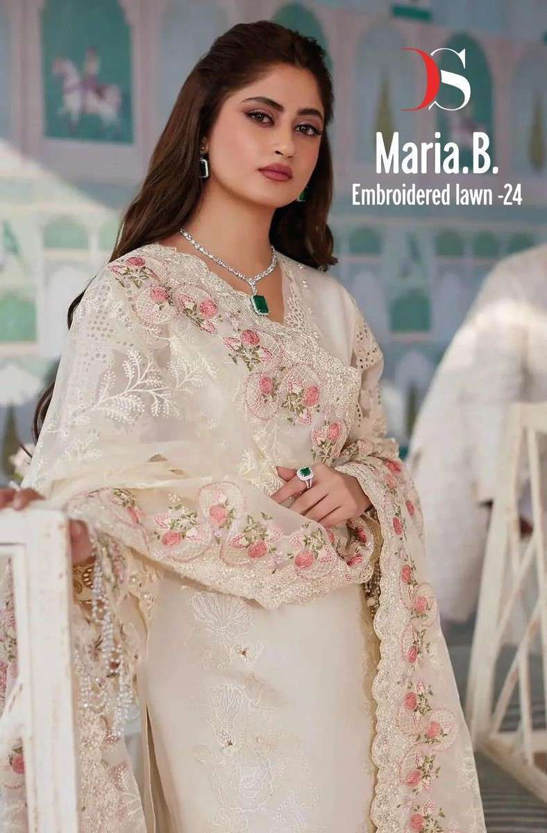 DEEPSY MARIA B. EMBROIDERY LAWN 24 DESIGNER EMBROIDERY COTTON PAKISTANI SUITS COLLECTION AT BEST RATE