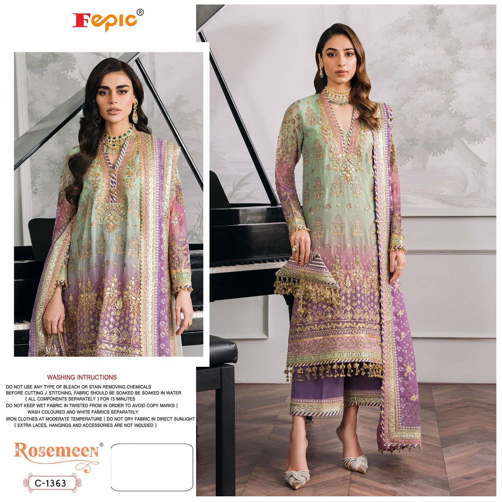 FEPIC ROSEMEEN C 1363 GEORGETTE WITH EMBROIDERY WORK PAKISTANI SUITS